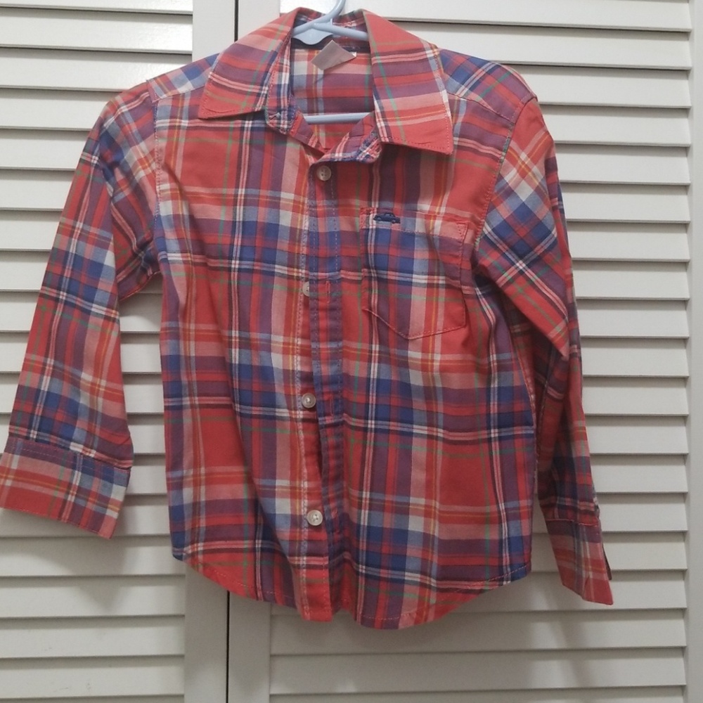 Long sleeve plaid kids shirt